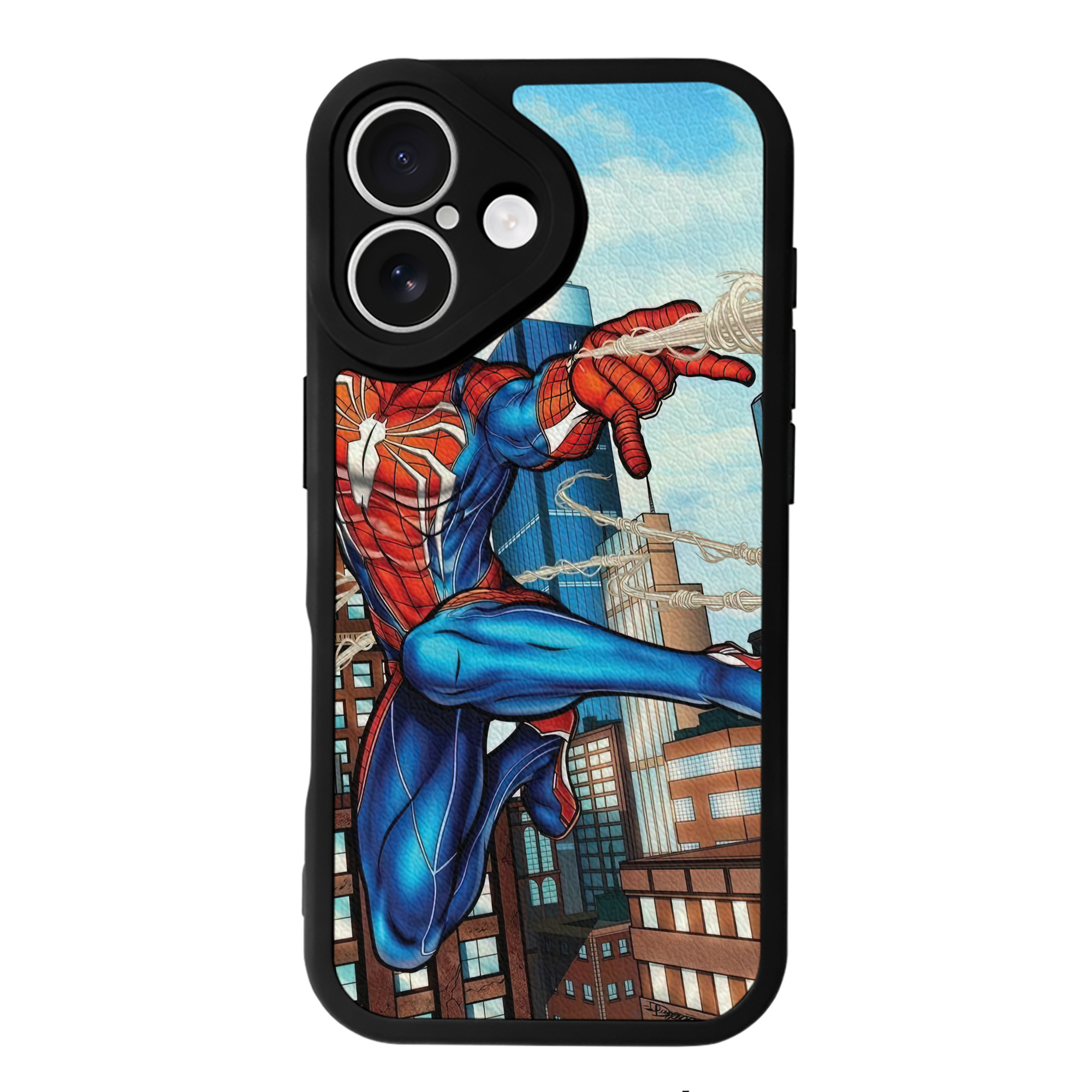 （画像用） Spider Man スパイダーマン 【iPhone 16シリーズ対応】シリコンスマホケース（レザー調） 材質：シリコン